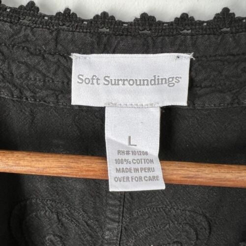 Soft Surroundings Top Short Sleeve Embroidered Womens Size Large Faded - Picture 2 of 6
