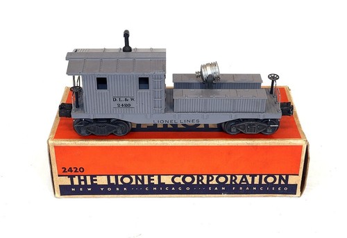 Postwar Lionel 2420 Work Caboose~Scarce Sans-Serif Lettered Frame~w/Nice OB
