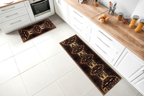 Machine Washable Deer Animal Print Cabin Rustic Theme Area Rug Brown, Green, Red - Picture 19 of 44