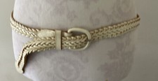 Vintage Charter Club Belt Beige Braided Woven Leather Women Size M