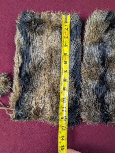Faux Fur leg warmers cinch pom pom rave dance style - Picture 2 of 14