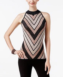 INC-International-Concepts-Metallic-Chevron-Sweater-Petities-XL-GOLD