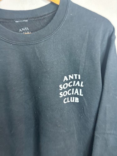 Anti Social Pullover Crew Neck Sweater Mens Size Small Black 3526 - Picture 2 of 5