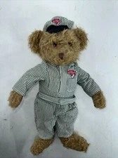 Conoco Gas Petrol Station Attendant Teddy Bear Plush w/ Striped Uniform Rare 17”