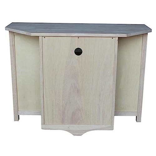 Solid Hardwood Corner TV Stand Entertainment Shelf Rectangular W/ Drawer Gray US - Picture 5 of 6