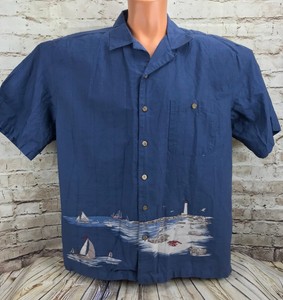 Joe-Marlin-Mens-Blue-Lighthouse-Beach-Sailboat-Ship-Lobster-Ocean-Gulls-XL