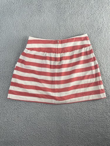 Charlotte Russe Women's Peach White Striped Medium 6 Mini Skirt Pockets - Picture 7 of 10