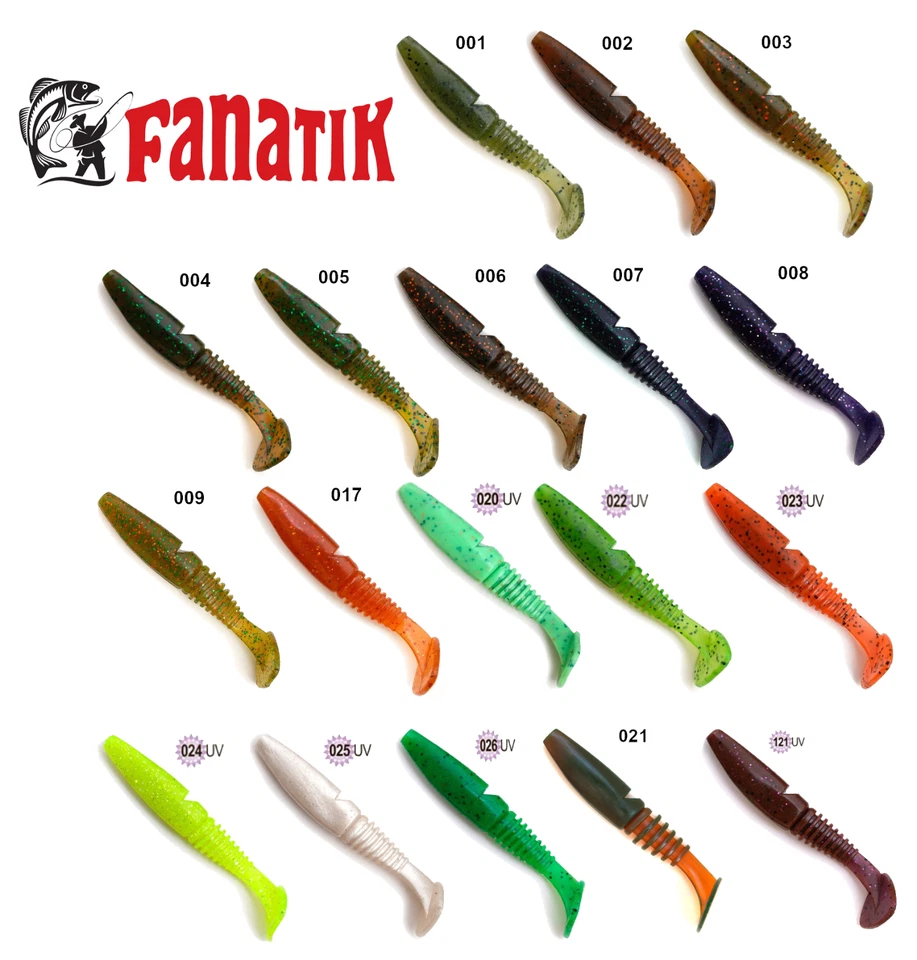 Gummiköder FANATIK Raubfischköder Gummifisch Hecht Zander Barsch 3-7Stk.5-9cm UV