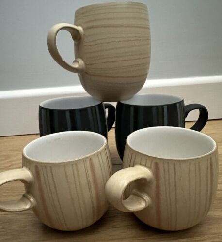 Denby Mug Bundle (x5), Black Jet Stripes & Caramel Stripes, 400ml & 250ml - Picture 6 of 24