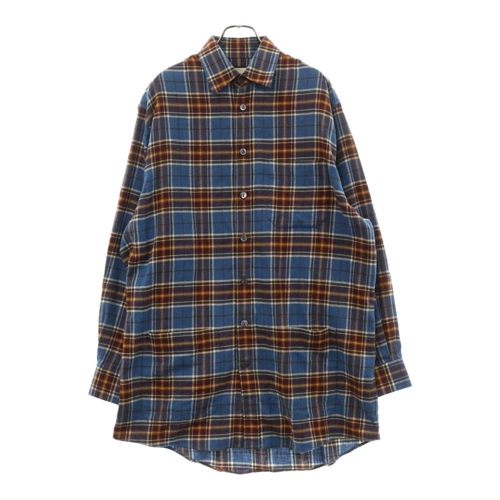 GUCCI Chemise à carreaux manches longues avec ceinture bleu marron homme/femme unisexe taille 38/