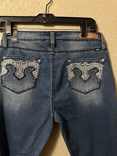 NWT YMI Torn Blue Jeans Flared Juniors 11 Distressed Low Rise Cowgirl Thrashed - Picture 3 of 19