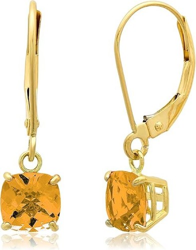 Pendientes colgantes de piedras preciosas de oro de 10K con cierre de palanca - Imagen 12 de 24