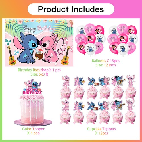 Puntada Suministros de Fiesta Decoración de Cumpleaños Set Toppers Pasteles Bandera Globos Niños - Imagen 3 de 7