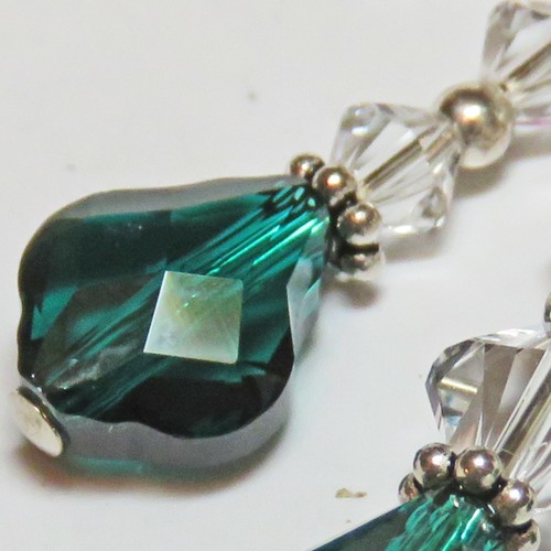 Pendientes y colgantes de plata esterlina con cuentas de cristal Swarovsky verde de SoniaMcD - Imagen 8 de 9