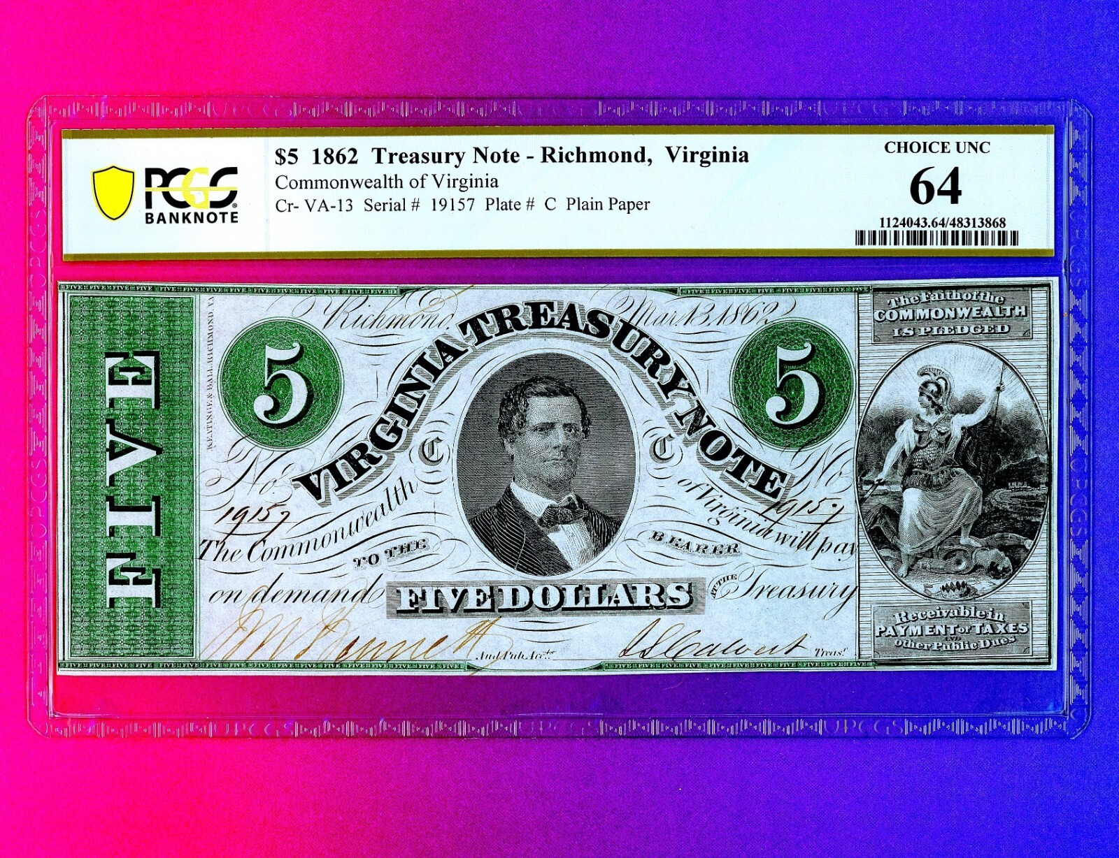 1862-virginia-treasury-note-richmond-va-obsolete-currency-pcgs-64-civil