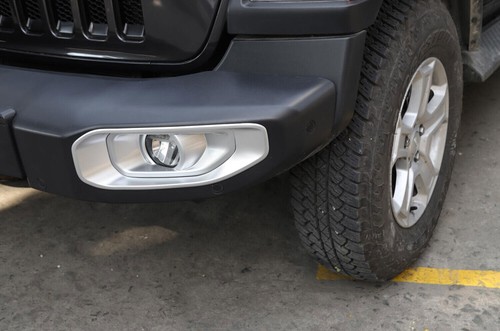 2pc Silver Outer Front Fog Lamp Light Trim for Jeep Wrangler JL JLU JT 2018-2023 - Picture 5 of 9