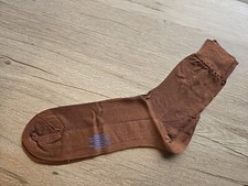 Vtg 1940's NOS Super Quality Hosiery Garter Socks Pair Brown Rayon Nylon Cotton