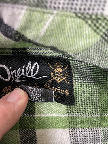 O'Neill Maverick Series Shirt Men L Green Plaid Flannel L/S Button Up •hole - Picture 11 of 17