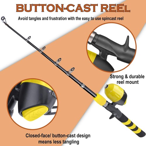 PLUSINNO Kinder Angelrute, tragbare Teleskop Angelrute und Rolle Combo Kit - - Bild 3 von 6