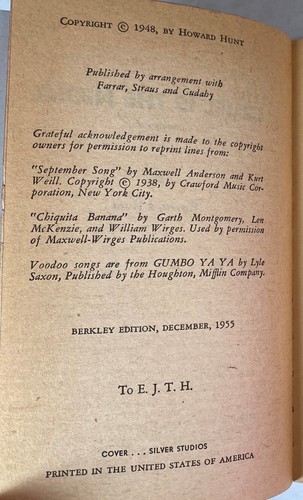Cruel is the Night by Howard Hunt, Berkley Publishing Corp., 1955 Paperback - Bild 5 von 5
