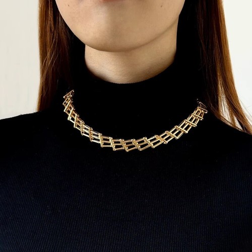 Gold Silver Color Heavy Metal Chain Necklace Alloy Jewelry Collar - Picture 9 of 10