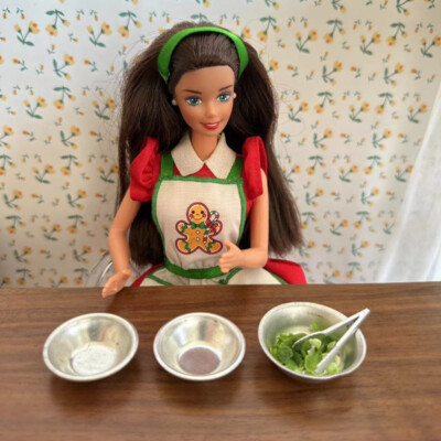 4PC 1/6 Scale Dollhouse Miniatures Kitchen Salad Bowl Clip Kit Accessory Metal