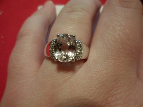 Kunzite Ring w/White Topaz Accents in 925 Sterling Silver-Size 7-3.57 Carats - Picture 5 of 6