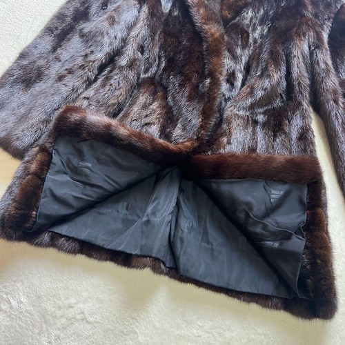 SAGA MINK Gold Saga mink Real Size:11(L) Dark brown coat FROM Japan Authentic - Picture 22 of 24