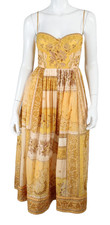 ZIMMERMANN 895 Mustard Yellow Bandana Print Cotton LUCKY Corset Dress 1 6US