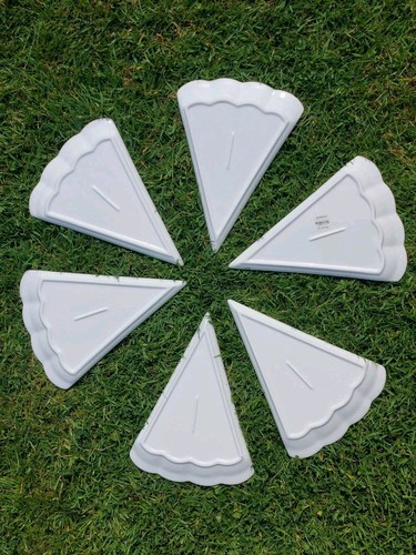 Summer Triangle Pizza Plates Silea Porcelain Set of 6 White Ceramic Plates 6-8" - Picture 14 of 17