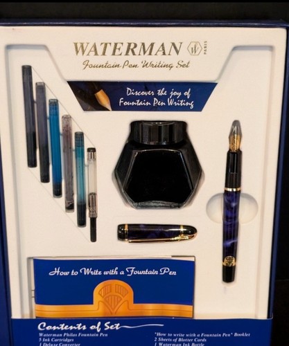 Waterman PHILEAS Füllfederhalter Set Tintenfass dunkelblau Marmor Anleitung *LESEN* - Bild 7 von 7