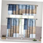  Kitchen Curtains and Valances Set,52x36 Inch Semi-Sheer Rod Pocket Blue Brown