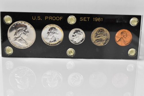 1961 US Proof Mint Set Acrylic Slab 50c 25c 10c 5c 1c NO RESERVE