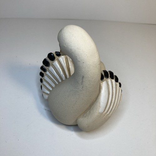 Hand-crafted Artesania Rinconada Clay And Enamel Swan Uruguay Vintage - Picture 3 of 5