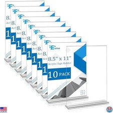 EHWINE 10-Pack Clear Acrylic Sign Holders - 8.5x11 Double-Sided Display Frames