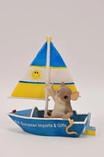 Charming Tails SAILING BY TO SAY HI98/426 Mouse Smiling Sun Boat Figurine Signed