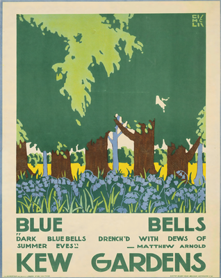 #ad #ad Floral Garden Poster Bluebells Kew Gardens Wall Art 12X16 16X20 18X24 24X36 $36.41