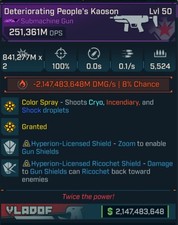 Borderlands 4 Modded Gun  OP 251 Billion  PS XBOX PC
