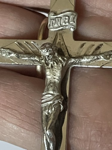 Vintage Chapel Sterling 925 INRI Crucifix Necklace 24” Braided Chain - Picture 8 of 10