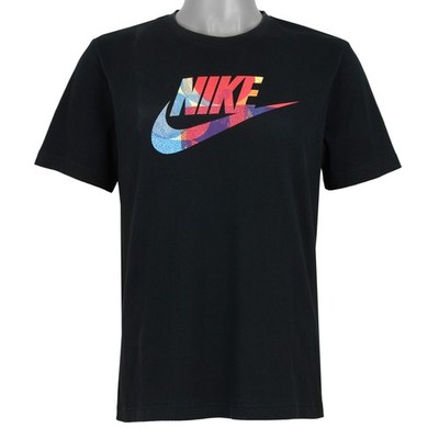 Nike Mens L Black Dri-FIT Multicolor Swoosh Logo Graphic T-Shirt