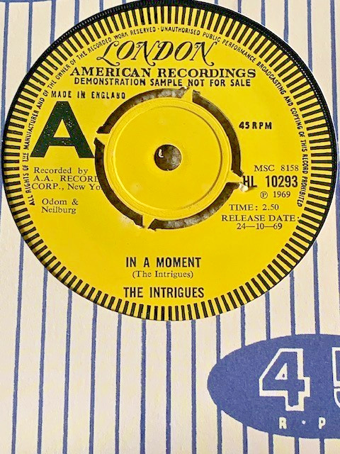 photo of The Intrigues In A Moment Classic Old School Northern 1969 Demo Copy