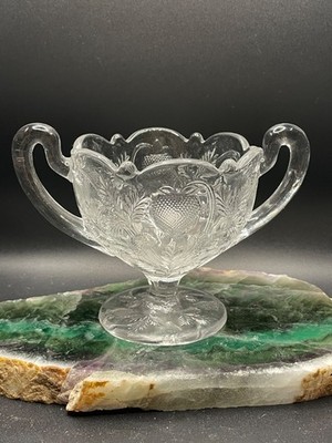  EAPG Cambridge Inverted Strawberry Near Cut Handled Open Sugar Dish Bowl 1908
