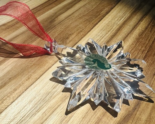 Waterford Crystal Ireland Snowstar Glass Christmas Tree Ornament STAMP Seahorse - Picture 7 of 9