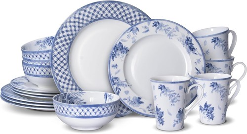 Mikasa Kiley Bone China 16 piece Dinnerware Set Service for 4 Blue and White - Picture 2 of 7