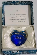 About Face Designs Messengers Ceramic BLUE HEART in Paisley Box for Mom 2011