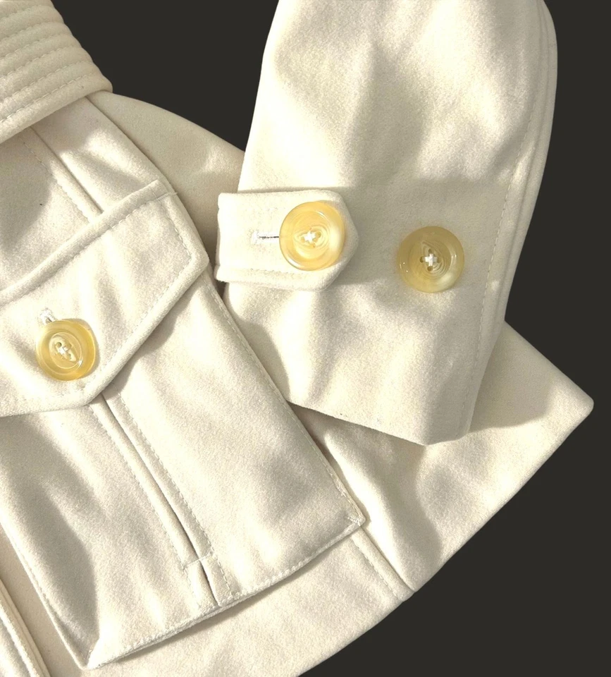 GAP Mujer (L) Marfil Crema Mezcla Lana Chaquetón Cierre Botón Forro Sedoso Foto 4 de 4