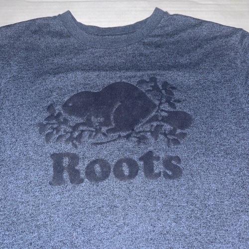 Roots Canada Athletics T Shirt Adult Med Blue Cotton Logo Beaver - Picture 2 of 7