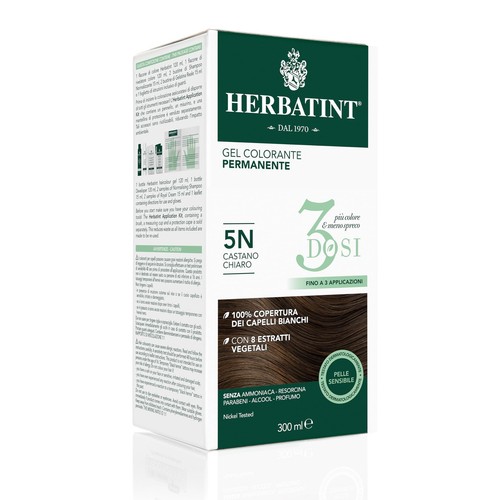 Herbatint Gel Colorante Permanente 3Dosi 300ml 5N Castano Chiaro Senza Ammoniaca - Foto 22 di 24