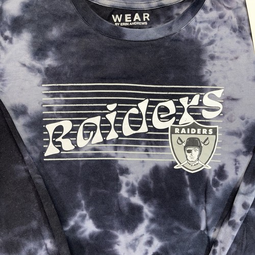 Top corto Las Vegas Raiders para mujer XL negro gris tie-dye manga larga NFL NUEVO CON ETIQUETAS - Imagen 2 de 15
