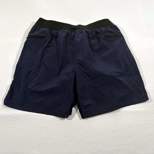 Fabletics Lined Shorts Mens Blue Black Athletic Running Stretch Performance Sz L - Picture 8 of 11